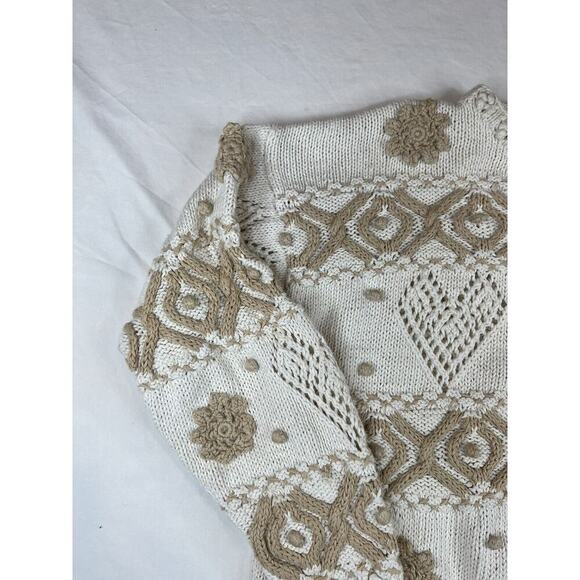 Vintage Express Tricot Sweater Womens Large Ivory Cream Long Sleeve Handknitted - Picture 6 of 16